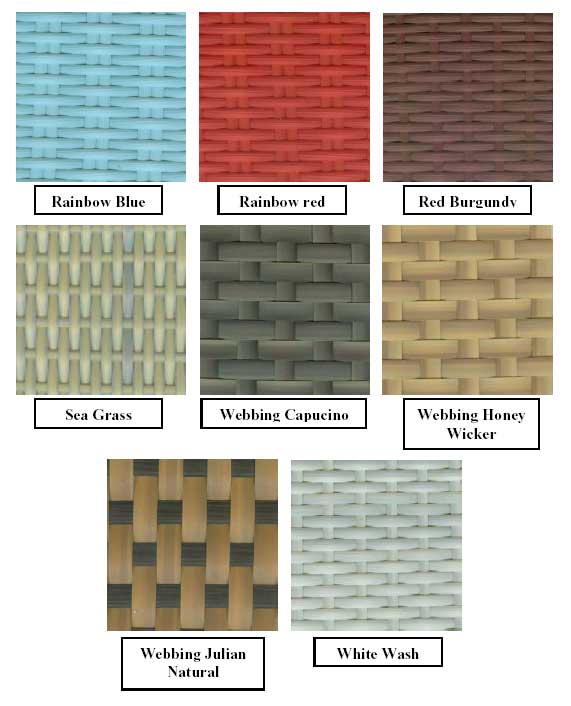Available synthetic rattan colours